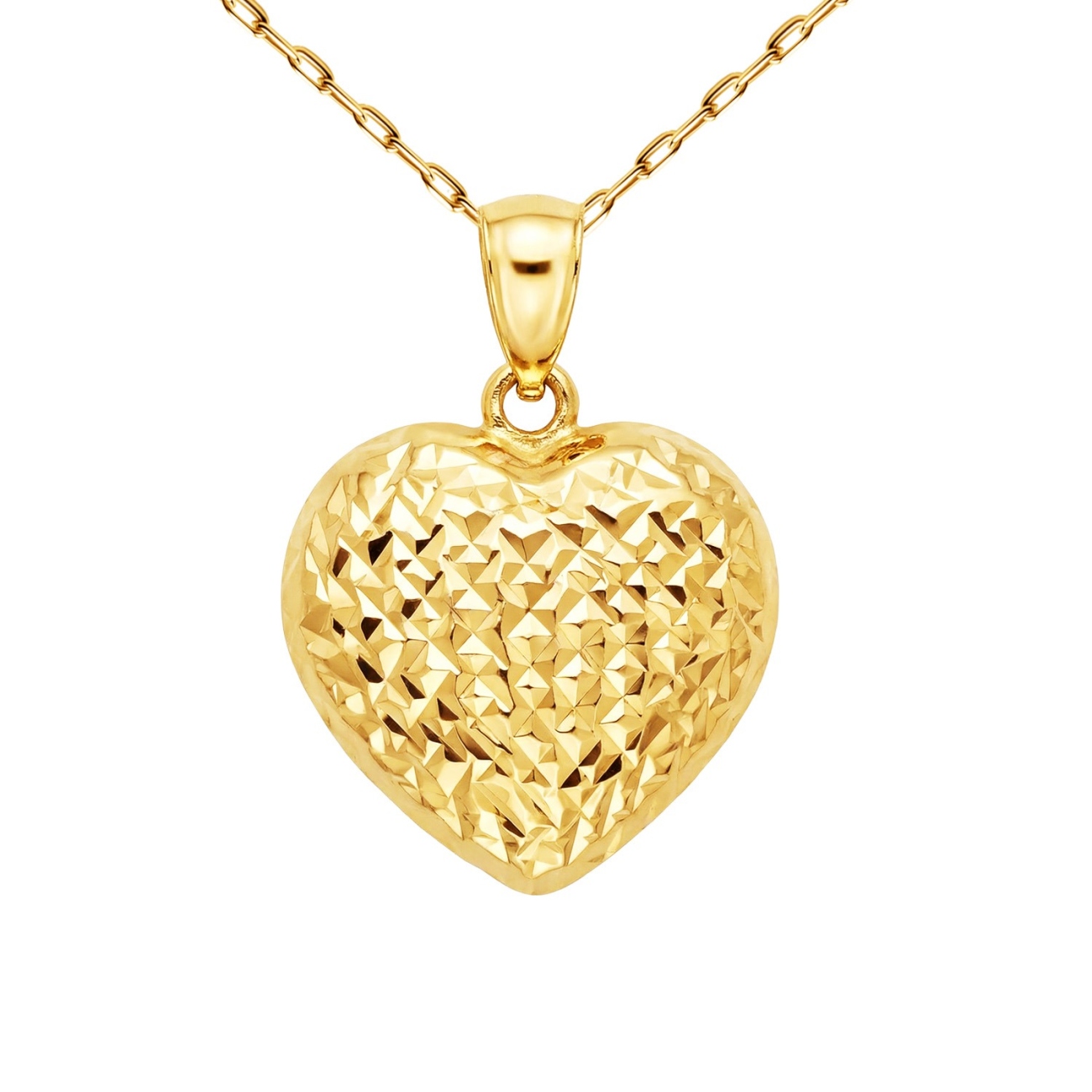 Złota zawieszka serce diamentowane, żółte złoto (P25175 Y)