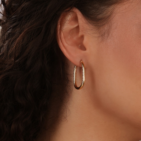 Kolczyki złote owale skręcone (E11974 Y A)