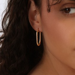 Kolczyki złote owale skręcone (E11974 Y A) - zdjęcie: 4