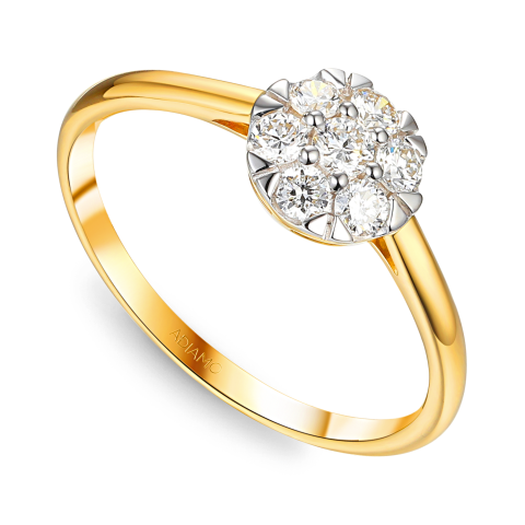 Pierścionek z diamentami laboratoryjnymi w żółtym złocie - 0,35ct (R45866 Y LGD)