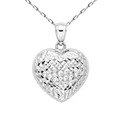 Złota zawieszka serce diamentowane, białe złoto (P25176 W)