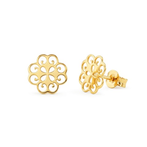 Kolczyki złote ażurowa koniczynka (E88882 Y S)