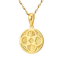 Złota zawieszka - ryflowana koniczyna w kole (P88881 Y) - zdjęcie: 2