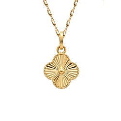 Zawieszka złota koniczynka ryflowana - mała (P25194 Y) - zdjęcie: 2