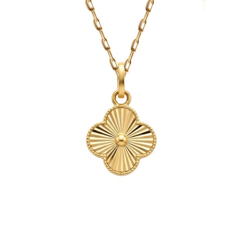 Zawieszka złota koniczynka ryflowana - mała (P25194 Y)