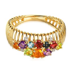 Pierścionek z kolorowymi kamieniami i diamentami (R99606 Y AM,BT,CT,PT,PTR): 16 - zdjęcie: 4