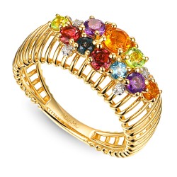 Pierścionek z kolorowymi kamieniami i diamentami (R99606 Y AM,BT,CT,PT,PTR): 16 - zdjęcie: 2