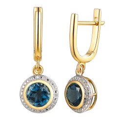 Kolczyki z london blue topazami i diamentami (E97348 Y A LBT) - zdjęcie: 2