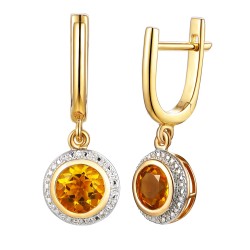 Kolczyki z cytrynami i diamentami (E97348 Y A CT) - zdjęcie: 2