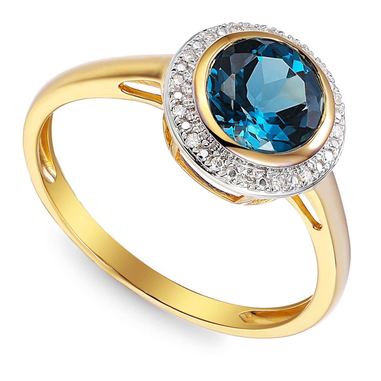 Pierścionek z london blue topazem i diamentami (R97348 Y LBT): 10