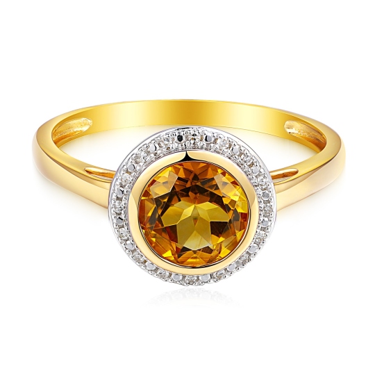 Pierścionek z cytrynem i diamentami (R97348 Y CT): 14
