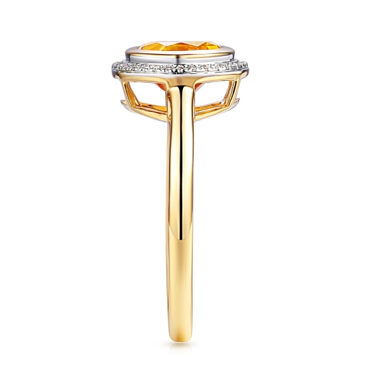 Pierścionek z cytrynem i diamentami (R97348 Y CT): 14