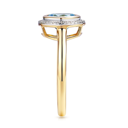 Pierścionek z niebieskim topazem i diamentami (R97348 Y BT): 14