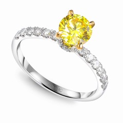 Pierścionek z żółtym diamentem laboratoryjnym (R98516 1,03ct YW LGDY)