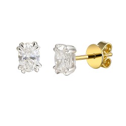 Kolczyki z diamentami laboratoryjnymi 0,59ct - szlif owalny (E96118 YW S LGD 0,59ct) - zdjęcie: 2