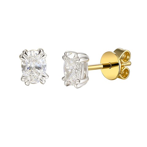 Kolczyki z diamentami laboratoryjnymi 0,59ct - szlif owalny (E96118 YW S LGD 0,59ct)