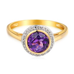 Pierścionek z z żółtego złota z ametystem i diamentami (R97348 Y AM) : 10 - zdjęcie: 3