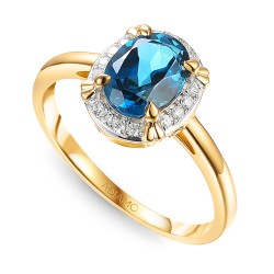Pierścionek z london blue topazem w szlifie owalnym i diamentami (R93168 Y LBT): 14 - zdjęcie: 2
