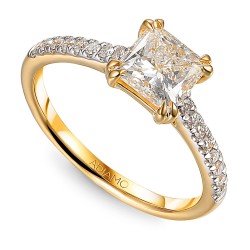 Pierścionek z diamentem laboratoryjnym w szlifie princess cut (R100835 Y LGD 1,07ct): 10 - zdjęcie: 2
