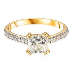 Pierścionek z diamentem laboratoryjnym w szlifie princess cut (R100835 Y LGD 1,07ct): 10 - zdjęcie: 3
