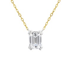 Naszyjnik z dwukolorowego złota z diamentem laboratoryjnym w szlifie szmaragdowym - 0,34 ct (N12452 YW C LGD 0,34ct)
