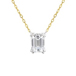 Naszyjnik z dwukolorowego złota z diamentem laboratoryjnym w szlifie szmaragdowym - 0,34 ct (N12452 YW C LGD 0,34ct) - zdjęcie: 2