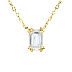 Naszyjnik z żółtego złota z diamentem laboratoryjnym w szlifie szmaragdowym - 0,32 ct (N12452 Y C LGD 0,32ct)