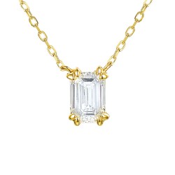 Naszyjnik z żółtego złota z diamentem laboratoryjnym w szlifie szmaragdowym - 0,32 ct (N12452 Y C LGD 0,32ct) - zdjęcie: 2
