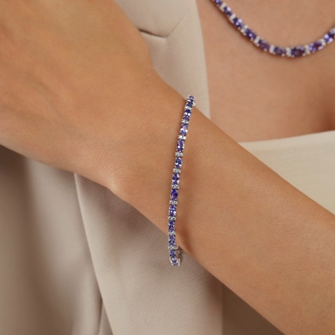Bransoletka z tanzanitami i diamentami (B00788 W T)