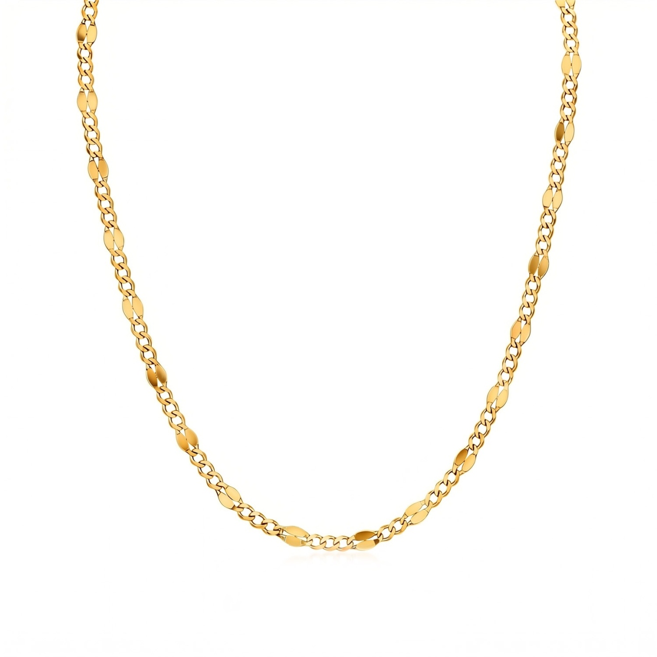 Łańcuszek złoty, splot pancerka z blaszkami, 50 cm - 3,90 g (N77776 Y)