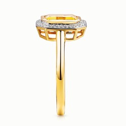 Pierścionek z cytrynem w szlifie emerald i diamentami (R97349 Y CT): 15 - zdjęcie: 4