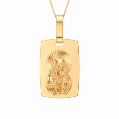 Zawieszka z żółtego złota - medalik z Maryją (P00815 Y)