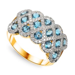 Pierścionek z london blue topazami i diamentami (R100480 Y LBT): 16 - zdjęcie: 2