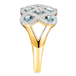 Pierścionek z london blue topazami i diamentami (R100480 Y LBT): 16 - zdjęcie: 4