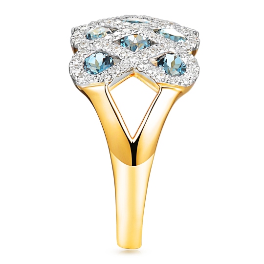 Pierścionek z london blue topazami i diamentami (R100480 Y LBT): 16