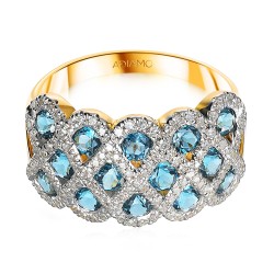 Pierścionek z london blue topazami i diamentami (R100480 Y LBT): 16 - zdjęcie: 3