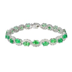 Bransoletka z białego złota z tsavorytami i diamentami (B10075 W TS)