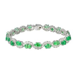 Bransoletka z białego złota z tsavorytami i diamentami (B10075 W TS) - zdjęcie: 2