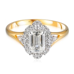 Pierścionek z żółtego złota z diamentami laboratoryjnymi (R98879 Y LGD 1,09ct)