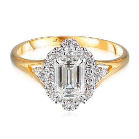 Pierścionek z żółtego złota z diamentami laboratoryjnymi (R98879 Y LGD 1,09ct)