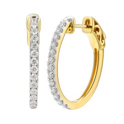 Kolczyki z żółtego złota z diamentami - 0,45 ct (E95735 Y A D) - zdjęcie: 2