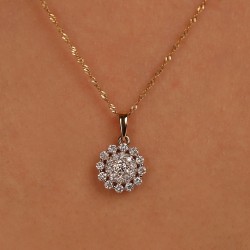 Zawieszka z żółtego złota z diamentami - kwiat (P83225 Y) - zdjęcie: 3