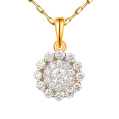 Zawieszka z żółtego złota z diamentami - kwiat (P83225 Y)