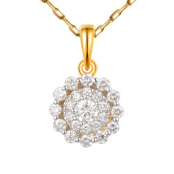 Zawieszka z żółtego złota z diamentami - kwiat (P83225 Y) - zdjęcie: 2
