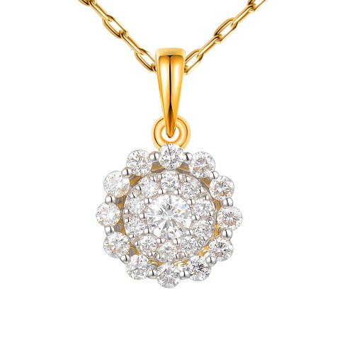 Zawieszka z żółtego złota z diamentami - kwiat (P83225 Y)