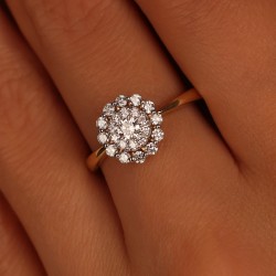 Pierścionek z żółtego złota z diamentami o kwiecistym wzorze (R83225 Y): 14 - zdjęcie: 6