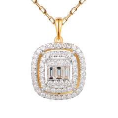 Zawieszka z żółtego złota z diamentami w szlifie bagietowym (P50955 Y)
