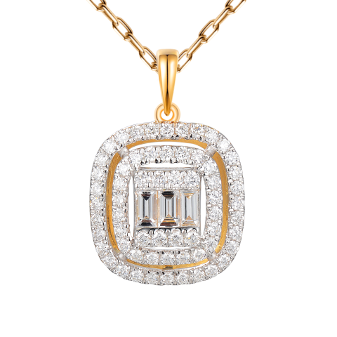 Zawieszka z żółtego złota z diamentami w szlifie bagietowym (P50955 Y)