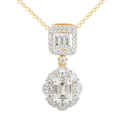 Zawieszka z żółtego złota z diamentami laboratoryjnymi - szlif szmaragdowy (P98879 Y LGD 1,07ct) - zdjęcie: 2