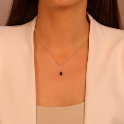 Naszyjnik z żółtego złota z szafirem i diamentami - szlif gruszka (N13043 Y G SA) - zdjęcie: 3